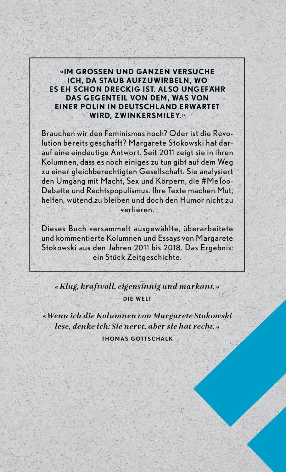 Rückseite: 9783498063634 | Die letzten Tage des Patriarchats | Margarete Stokowski | Buch | 2018