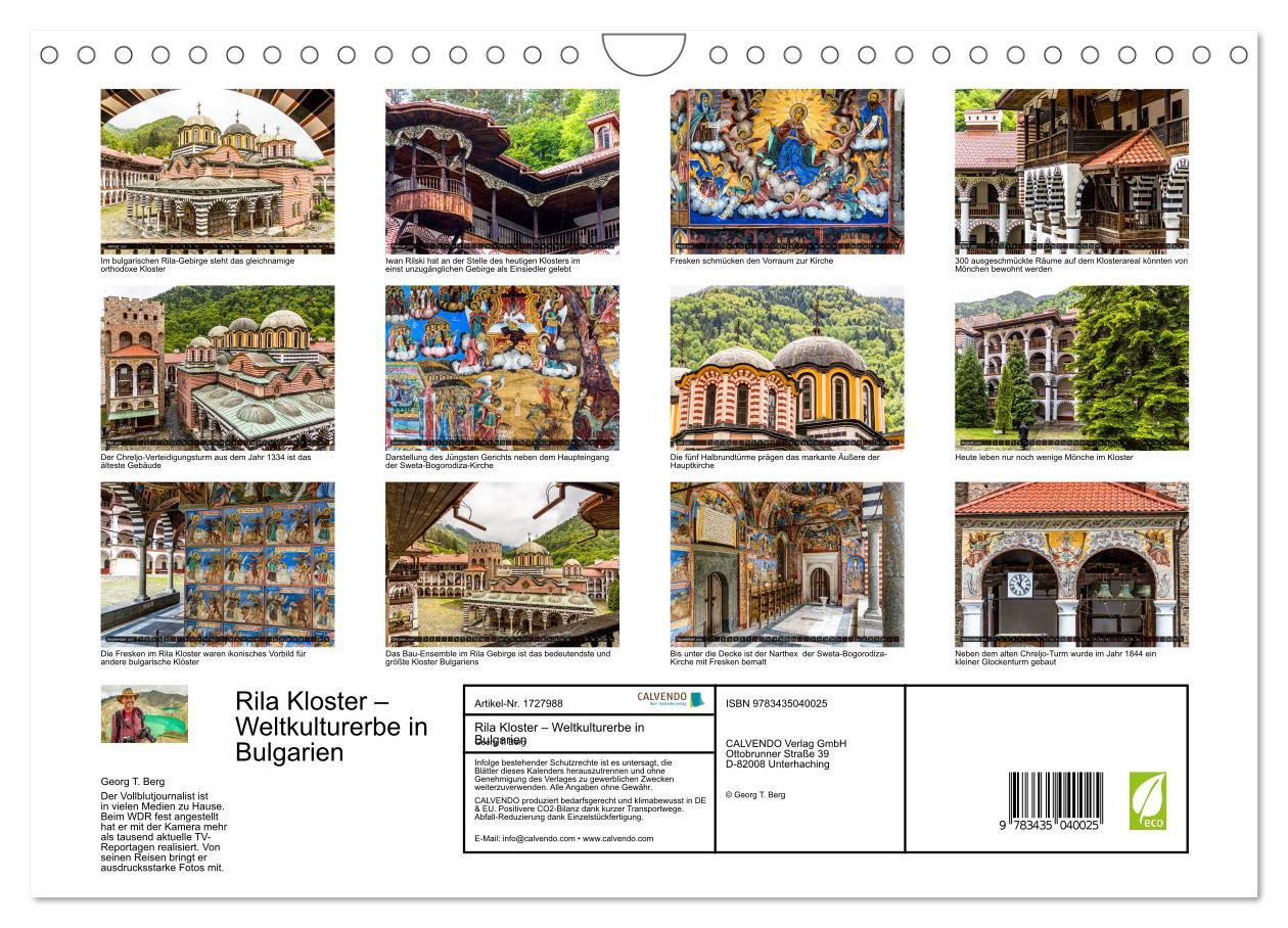 Bild: 9783435040025 | Rila Kloster ¿ Weltkulturerbe in Bulgarien (Wandkalender 2025 DIN...