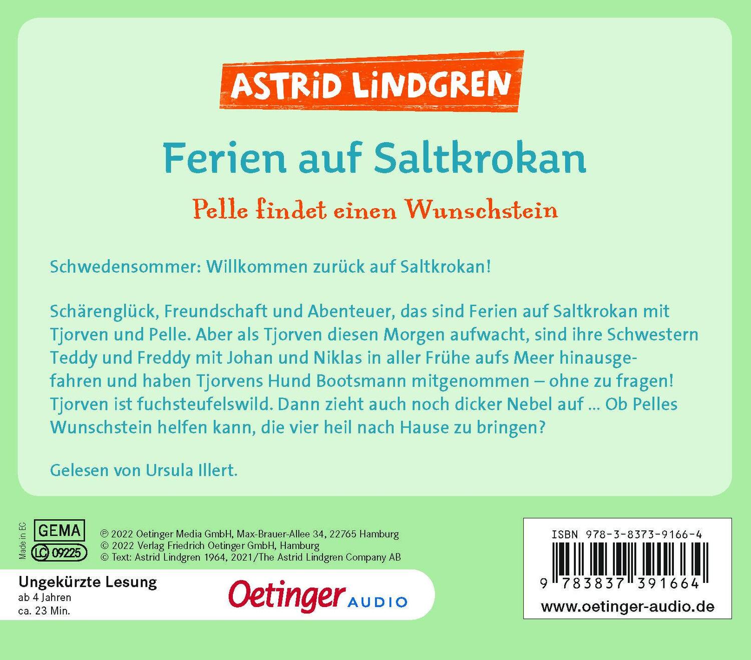 Rückseite: 9783837391664 | Ferien auf Saltkrokan. Pelle findet einen Wunschstein | Lindgren | CD