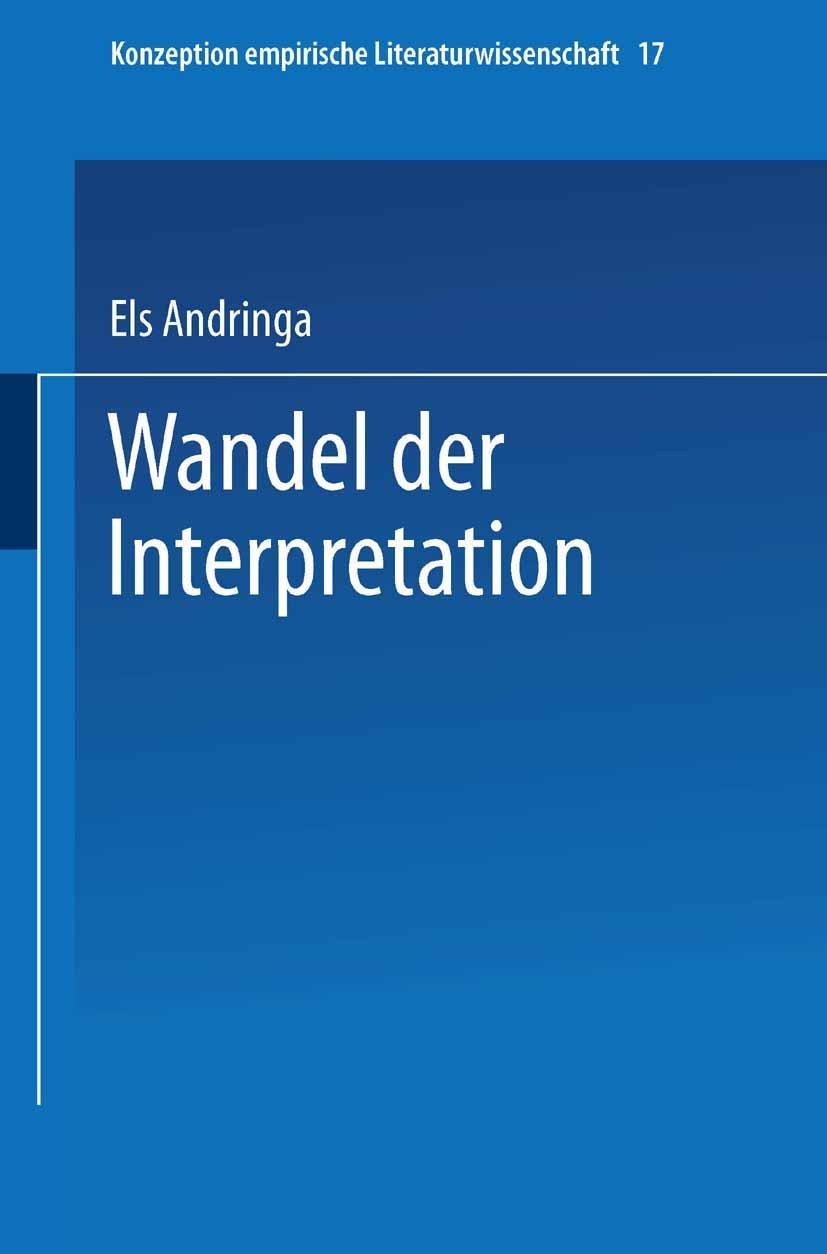 Cover: 9783531125930 | Wandel der Interpretation | Els Andringa | Taschenbuch | Paperback