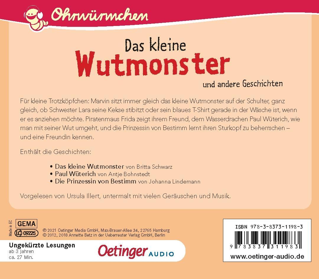 Rückseite: 9783837311983 | Das kleine Wutmonster und andere Geschichten | Ohrwürmchen | Audio-CD