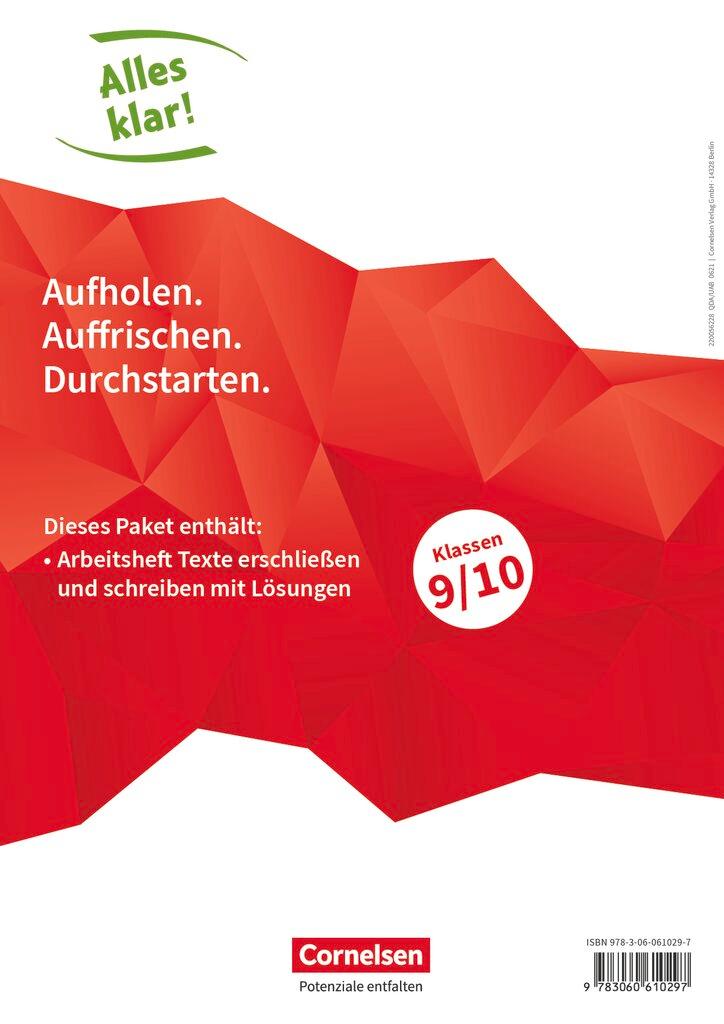 Cover: 9783060610297 | Alles klar! Deutsch. Sekundarstufe I 9./10. Schuljahr. Texte...