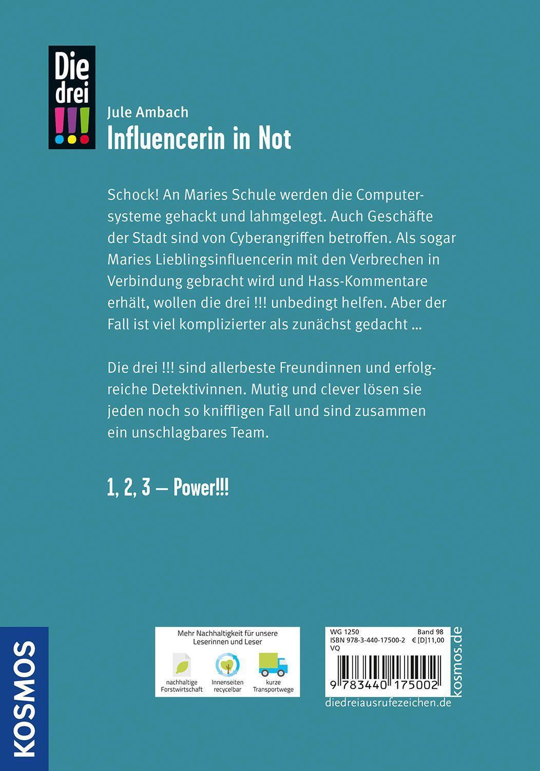 Bild: 9783440175002 | Die drei !!!, 98, Influencerin in Not | Jule Ambach | Buch | 160 S.