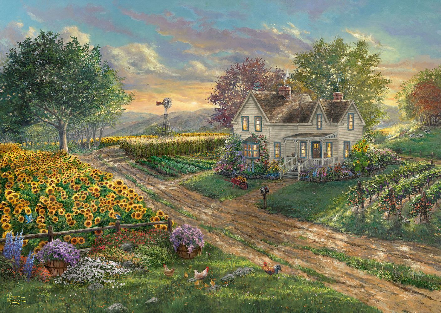 Bild: 4001504587796 | Sonnenblumenfelder | Puzzle Thomas Kinkade 1000 Teile | Spiel | 58779