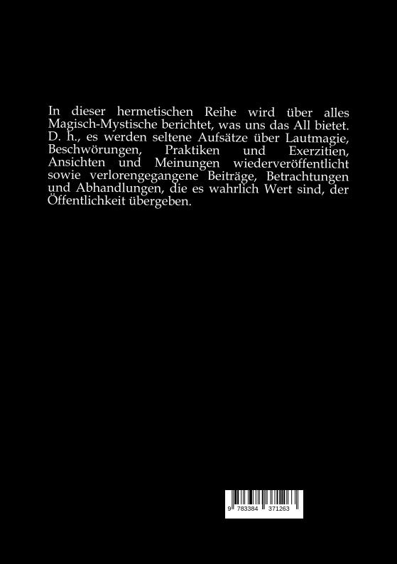 Rückseite: 9783384371263 | Hermetische Aufsätze über Gott und die Welt | Band 1 | Hohenstätten