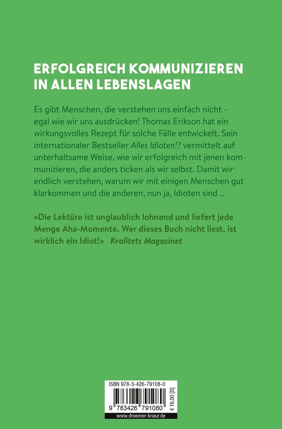 Rückseite: 9783426791080 | Alles Idioten!? | Thomas Erikson | Taschenbuch | 336 S. | Deutsch