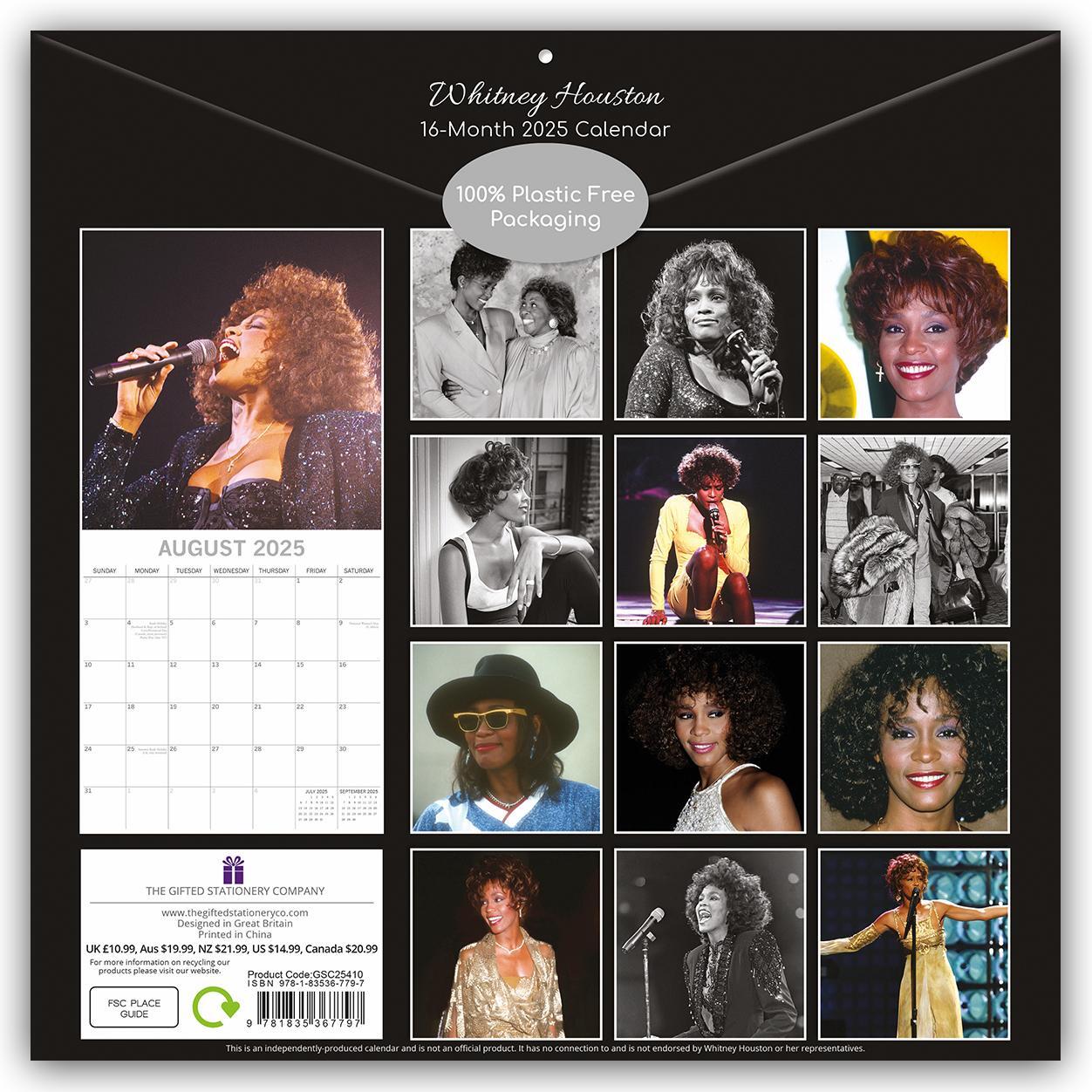 Rückseite: 9781835367797 | Whitney Houston 2025 - 16-Monatskalender | The Gifted | Kalender