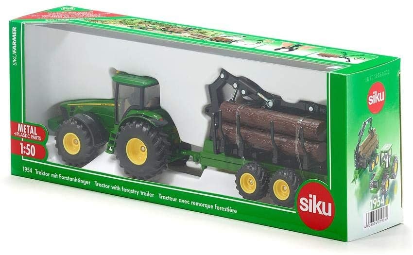 Cover: 4006874019540 | SIKU 1954 - John Deere Traktor mit Forstanhänger, 1:50,...