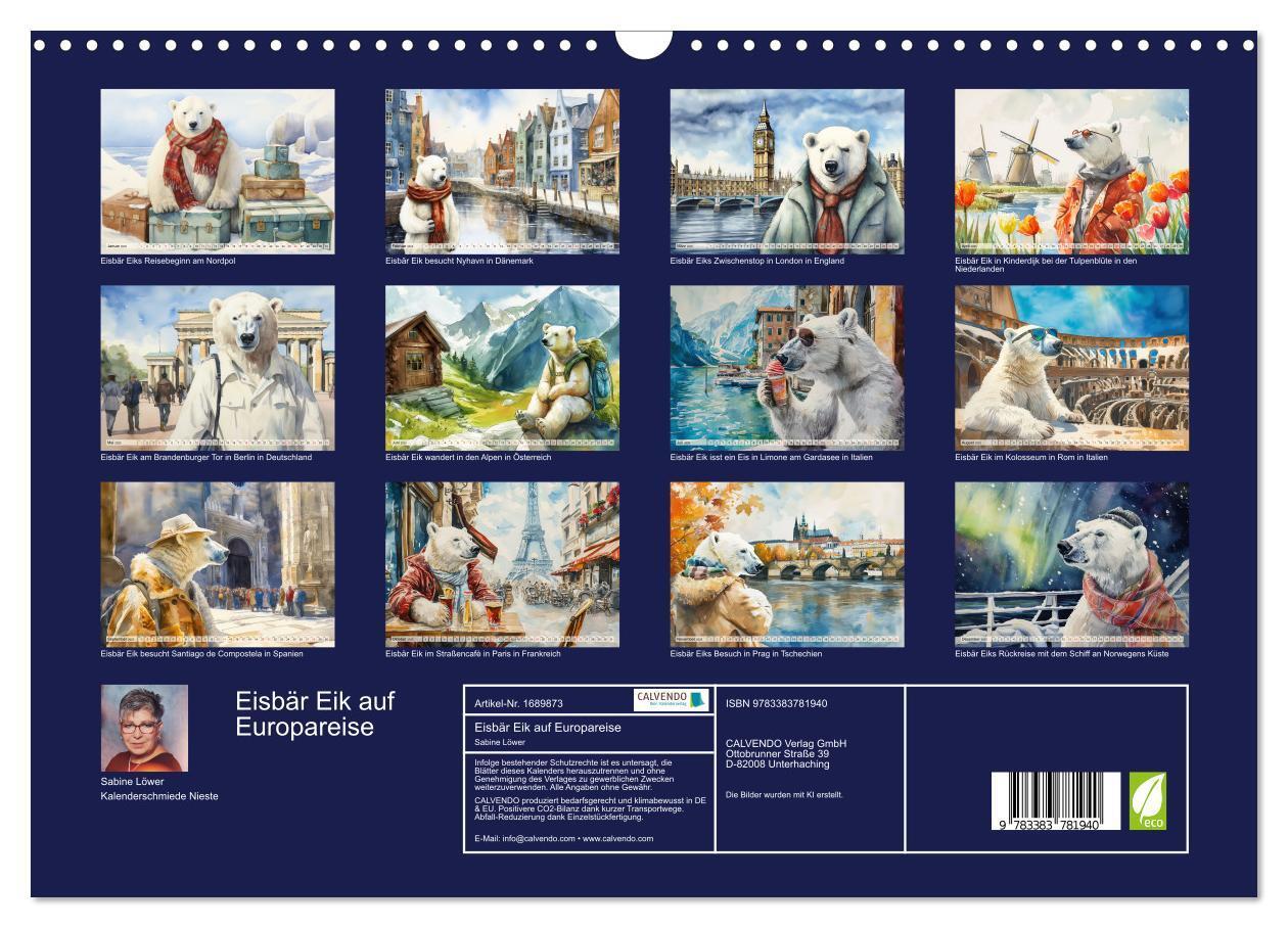 Bild: 9783383781940 | Eisbär Eik auf Europareise (Wandkalender 2025 DIN A3 quer),...