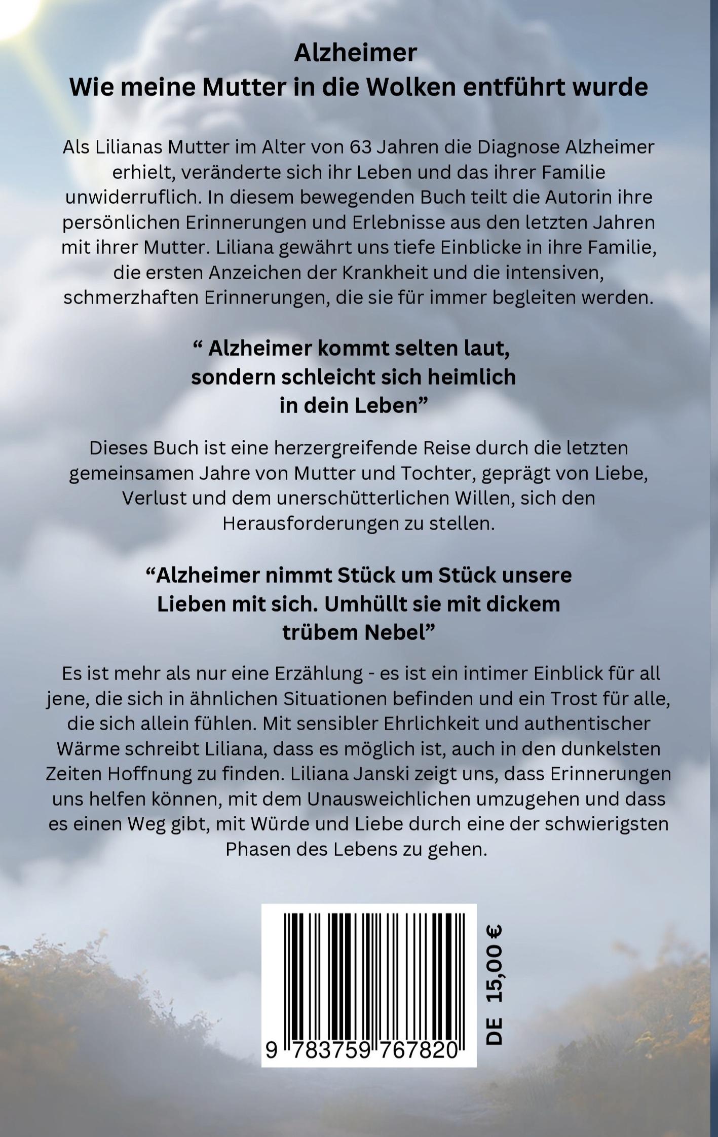 Rückseite: 9783759767820 | Alzheimer | Wie meine Mutter in die Wolken entführt wurde | Janski