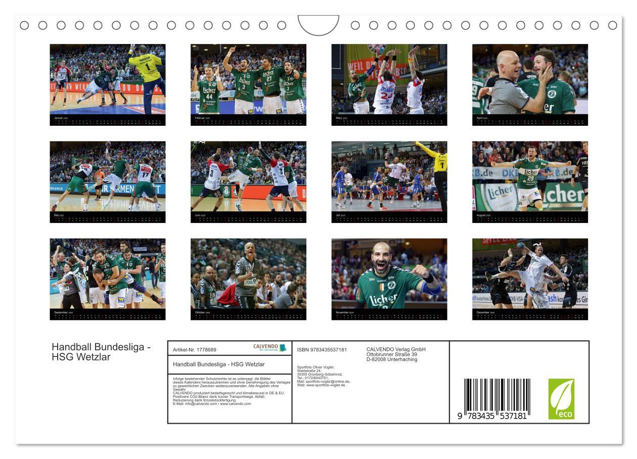 Bild: 9783435537181 | Handball Bundesliga - HSG Wetzlar (Wandkalender 2025 DIN A4 quer),...