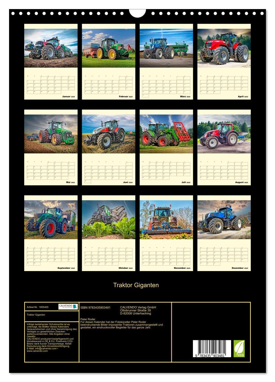 Bild: 9783435903481 | Traktor Giganten (Wandkalender 2025 DIN A3 hoch), CALVENDO...