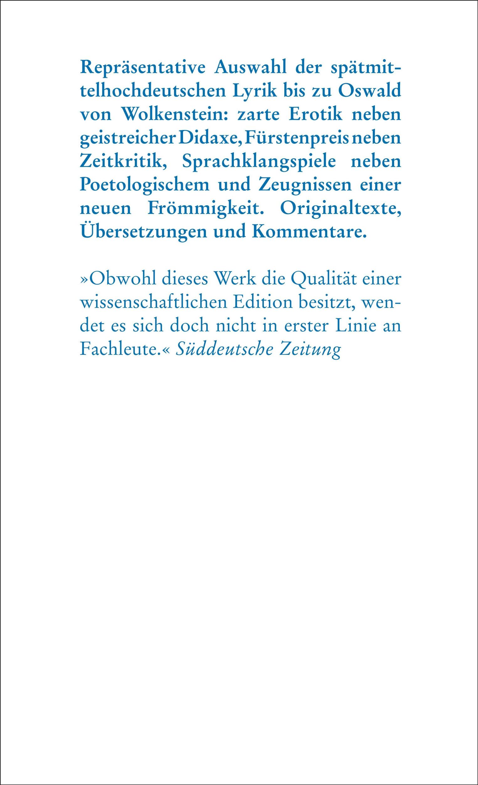 Rückseite: 9783618680437 | Deutsche Lyrik des späten Mittelalters | Burghart Wachinger | Buch