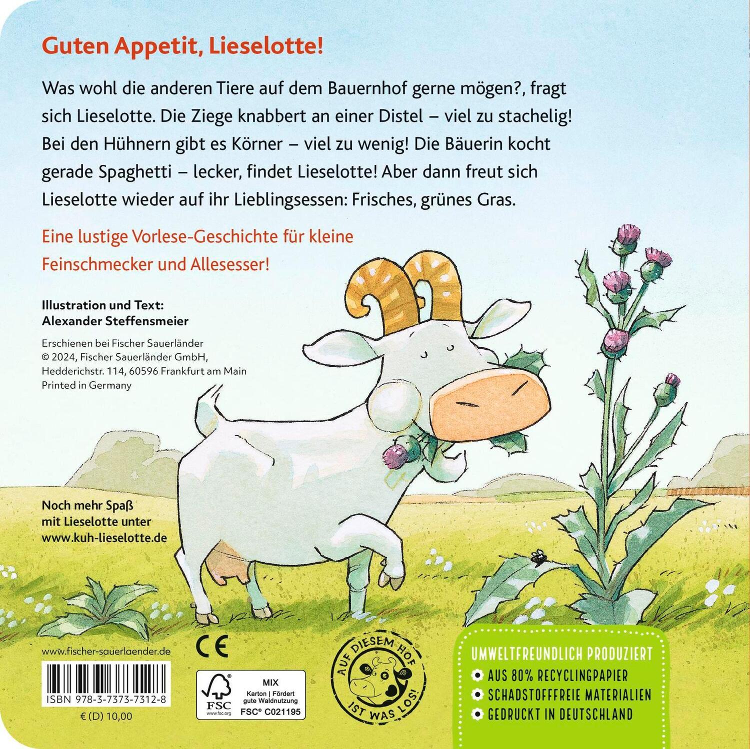 Rückseite: 9783737373128 | Was schmeckt dir, Lieselotte? | Alexander Steffensmeier | Buch | 26 S.