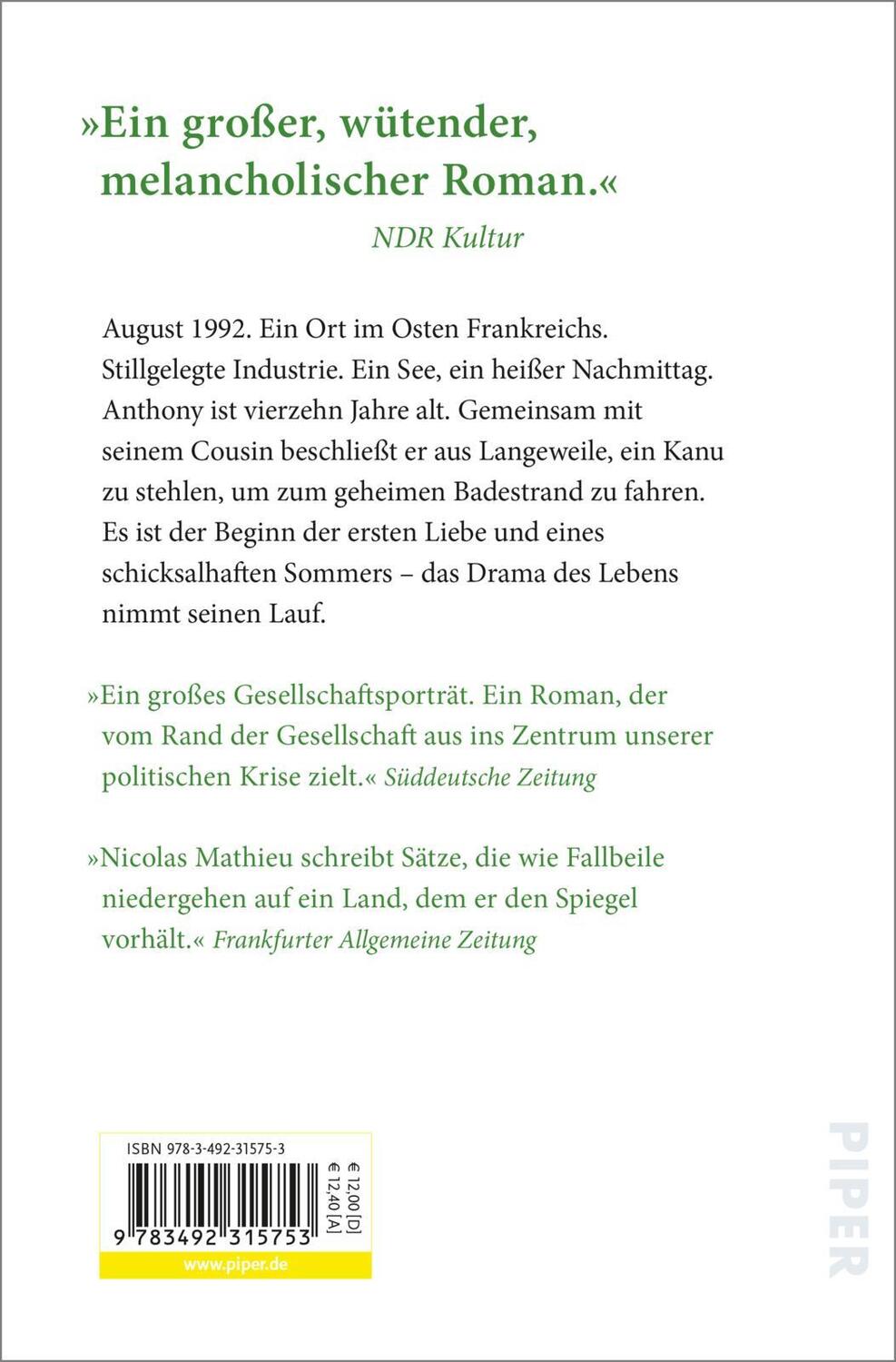 Rückseite: 9783492315753 | Wie später ihre Kinder | Roman | Nicolas Mathieu | Taschenbuch | 2021