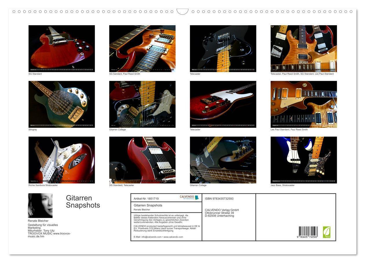 Bild: 9783435732593 | Gitarren Snapshots (Wandkalender 2025 DIN A2 quer), CALVENDO...