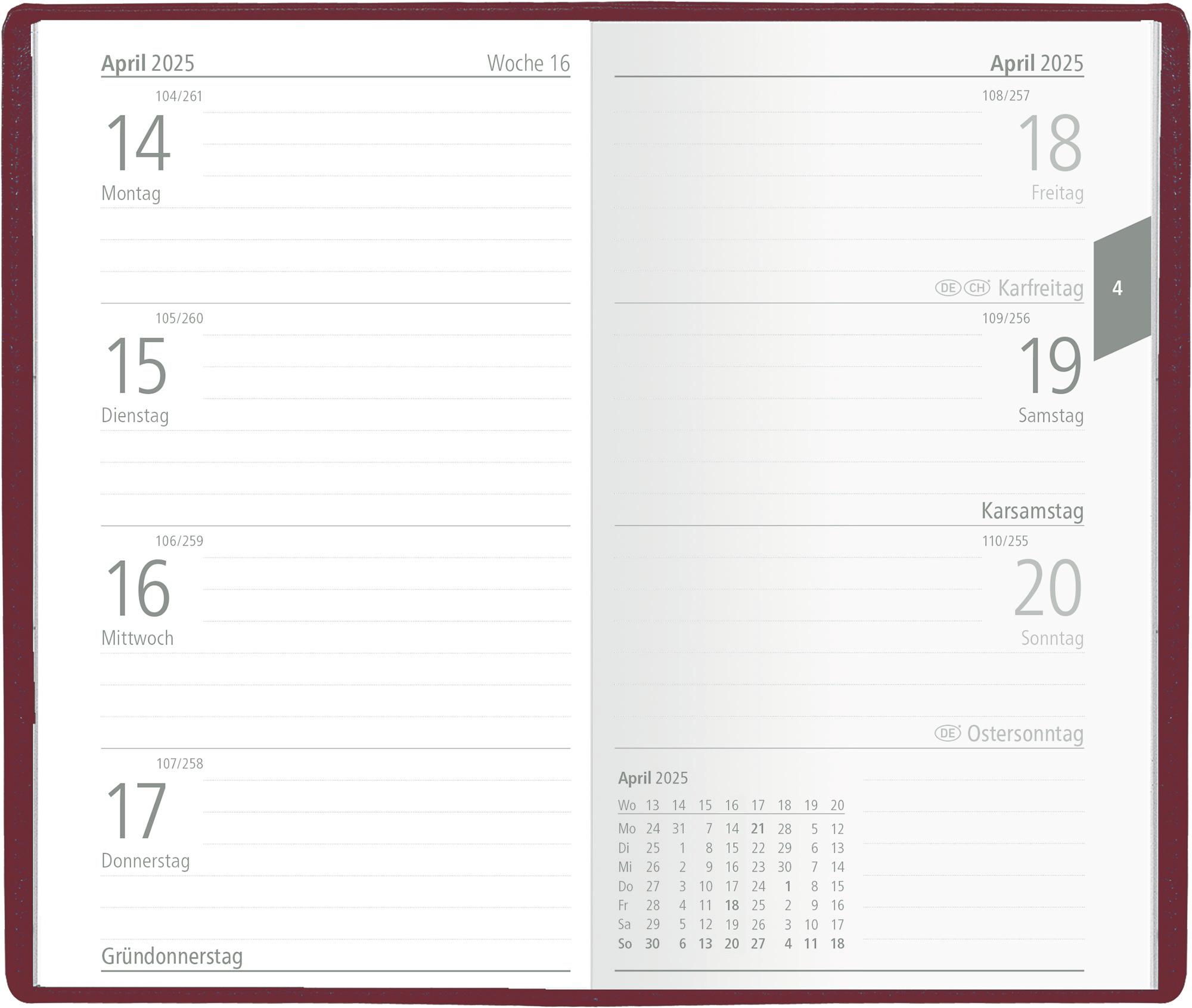 Bild: 4006928025749 | Taschenplaner bordeaux 2025 - Bürokalender 9,5x16 cm - 112 Seiten -...