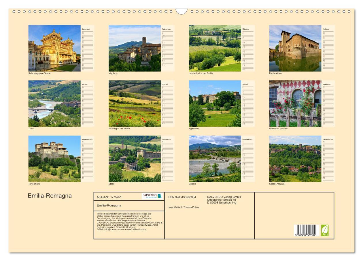 Bild: 9783435508334 | Emilia-Romagna (Wandkalender 2025 DIN A2 quer), CALVENDO...