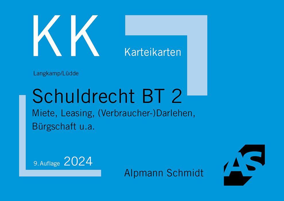 Cover: 9783867529020 | Karteikarten Schuldrecht BT 2 | Tobias Langkamp (u. a.) | Taschenbuch