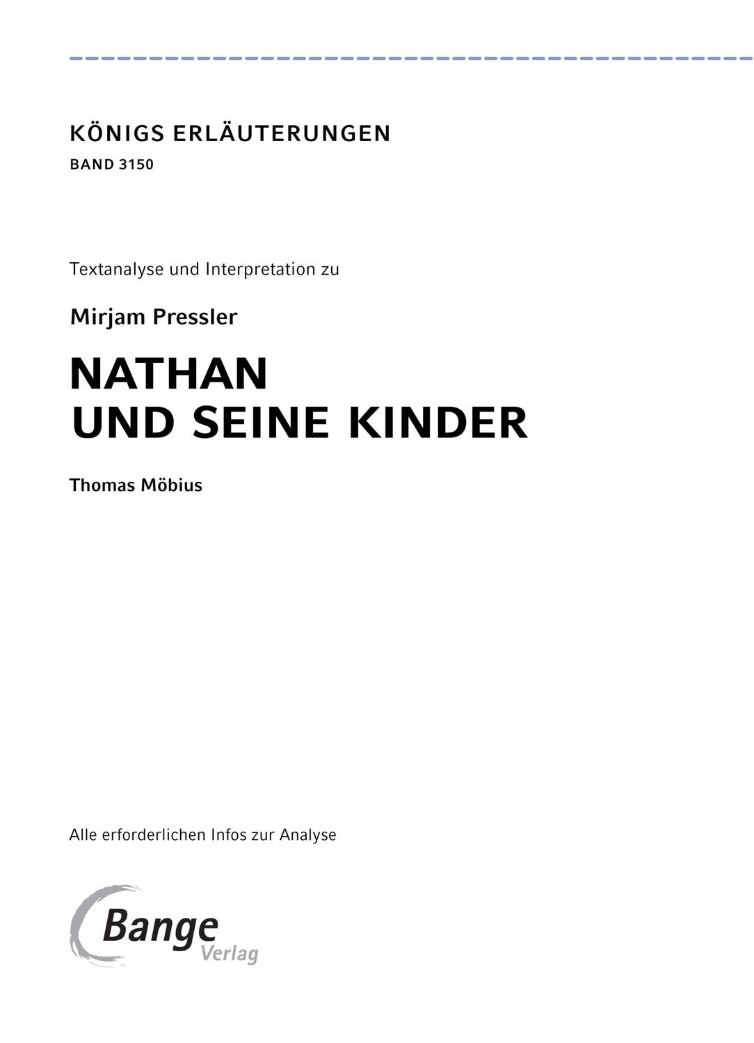 Bild: 9783804431508 | Nathan und seine Kinder - Textanalyse und Interpretation | Pressler