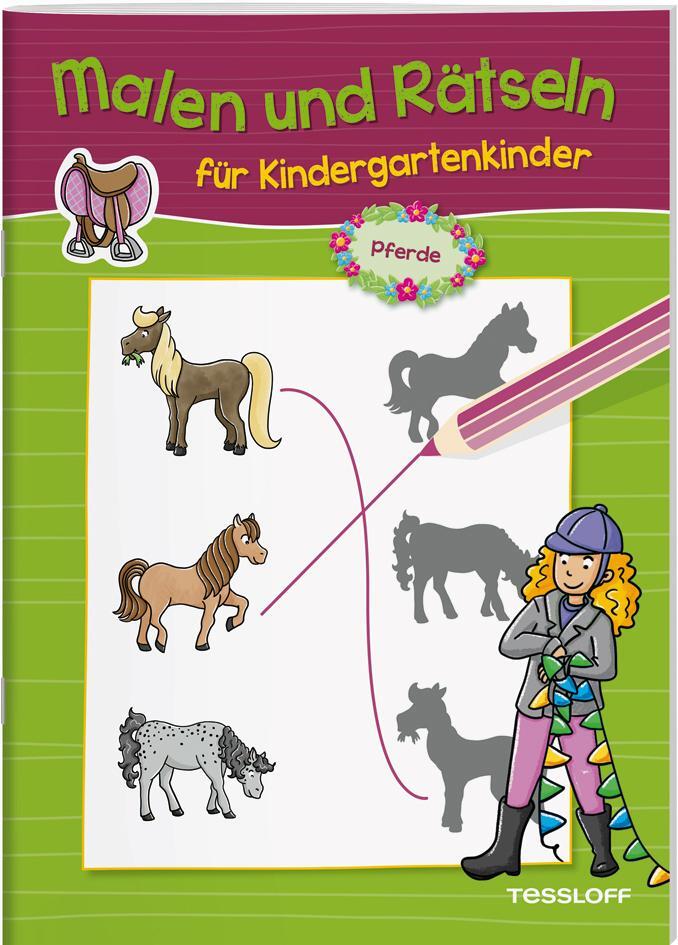 Cover: 9783788645915 | Malen und Rätseln für Kindergartenkinder. Pferde | Nadja Schwendemann