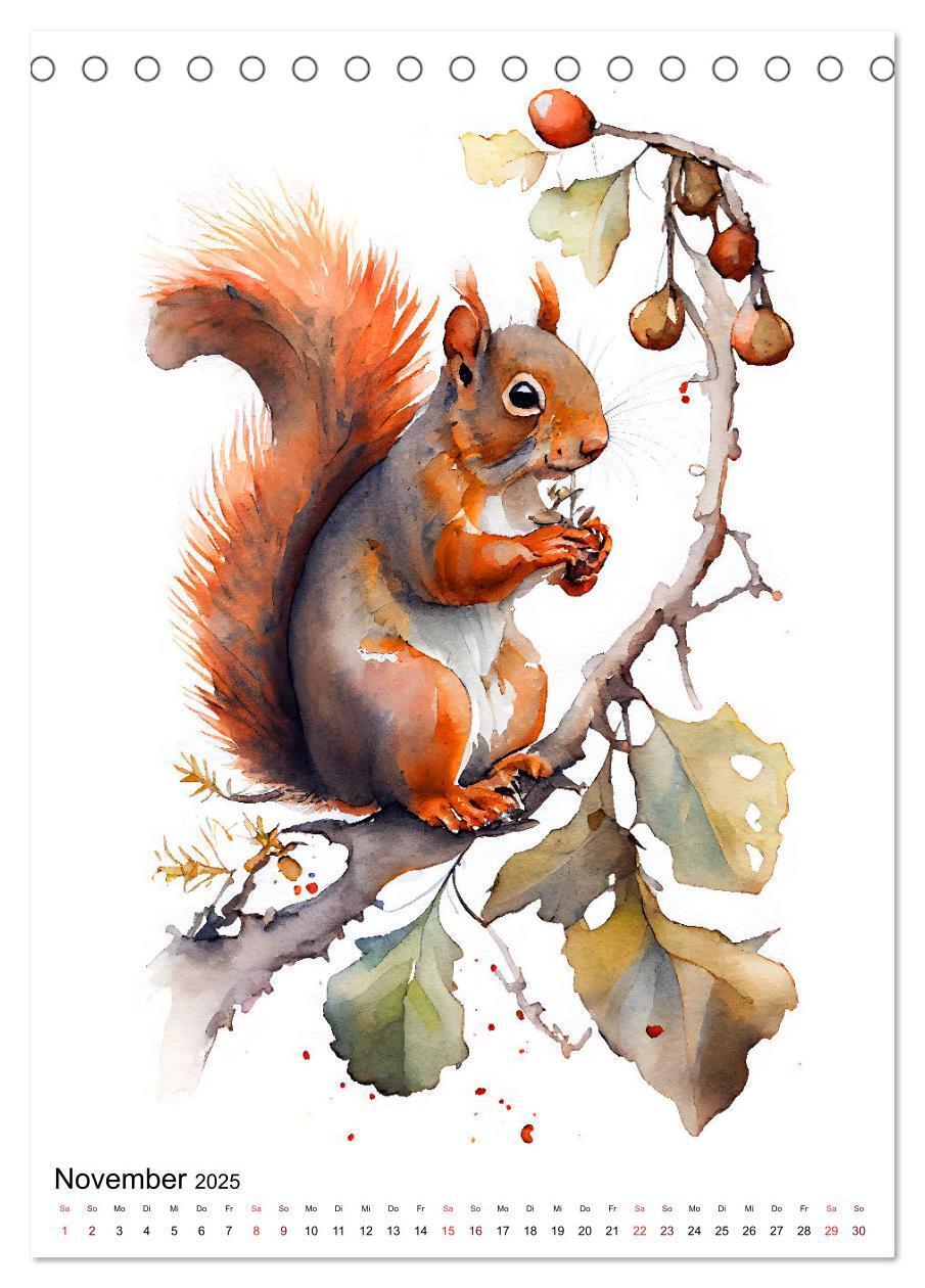 Bild: 9783435878789 | Waldtiere in Aquarell - Heimische Tierarten (Tischkalender 2025 DIN...