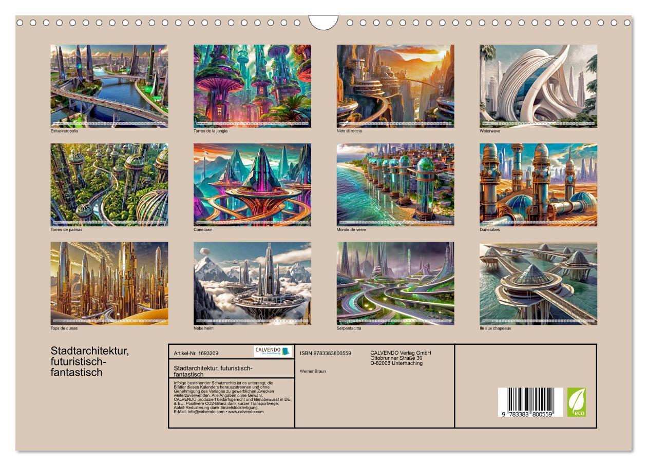 Bild: 9783383800559 | Stadtarchitektur, futuristisch-fantastisch (Wandkalender 2025 DIN...