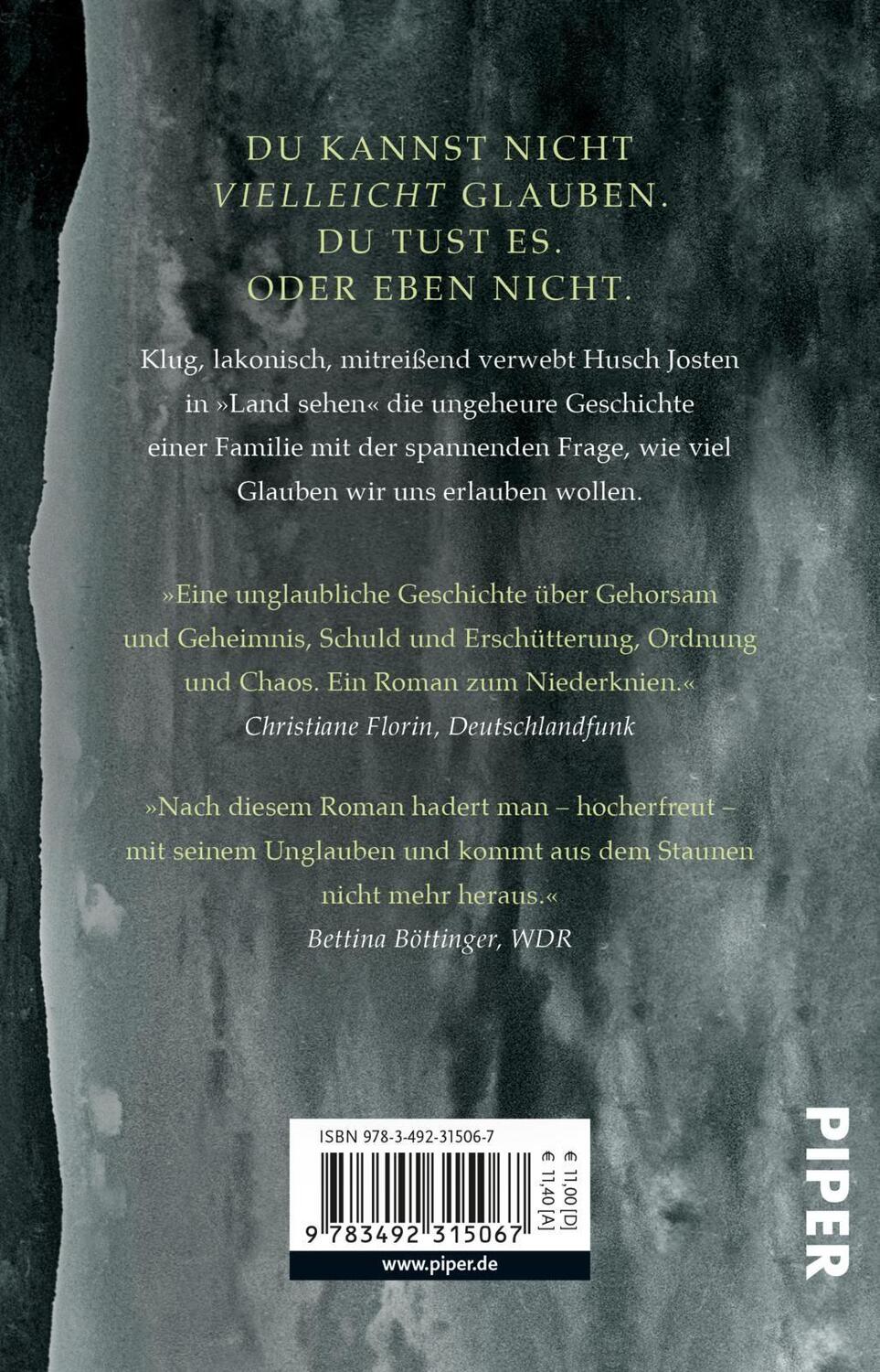 Rückseite: 9783492315067 | Land sehen | Roman | Husch Josten | Taschenbuch | 240 S. | Deutsch