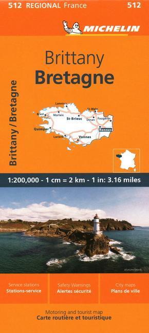 Cover: 9782067258648 | Brittany - Michelin Regional Map 512 | Michelin | (Land-)Karte | 2023