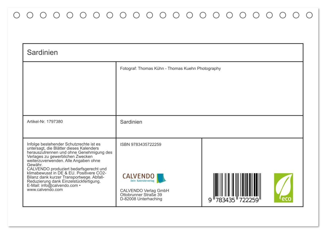 Bild: 9783435722259 | Sardinien (Tischkalender 2025 DIN A5 quer), CALVENDO Monatskalender