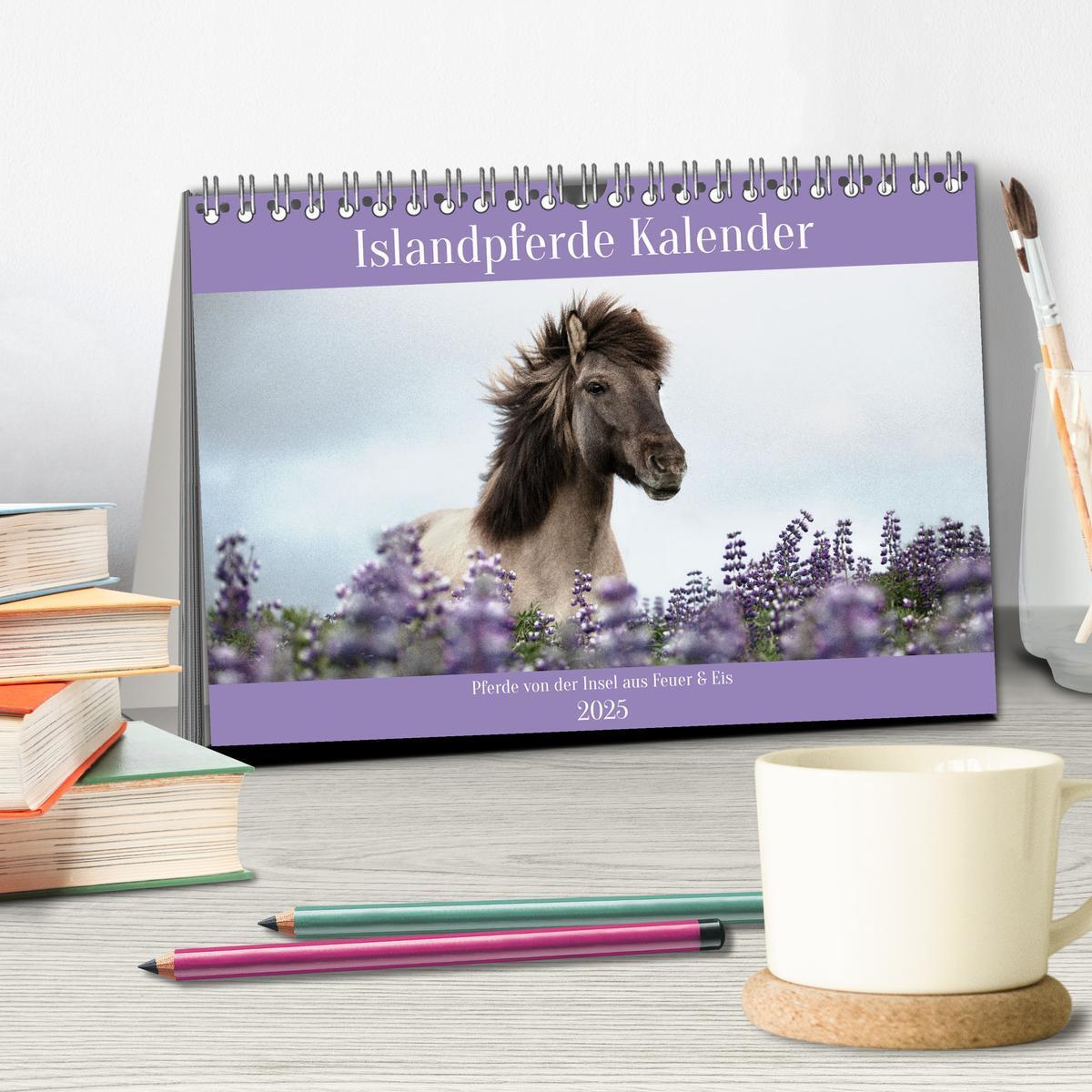 Bild: 9783383886591 | Islandpferde Kalender (Tischkalender 2025 DIN A5 quer), CALVENDO...