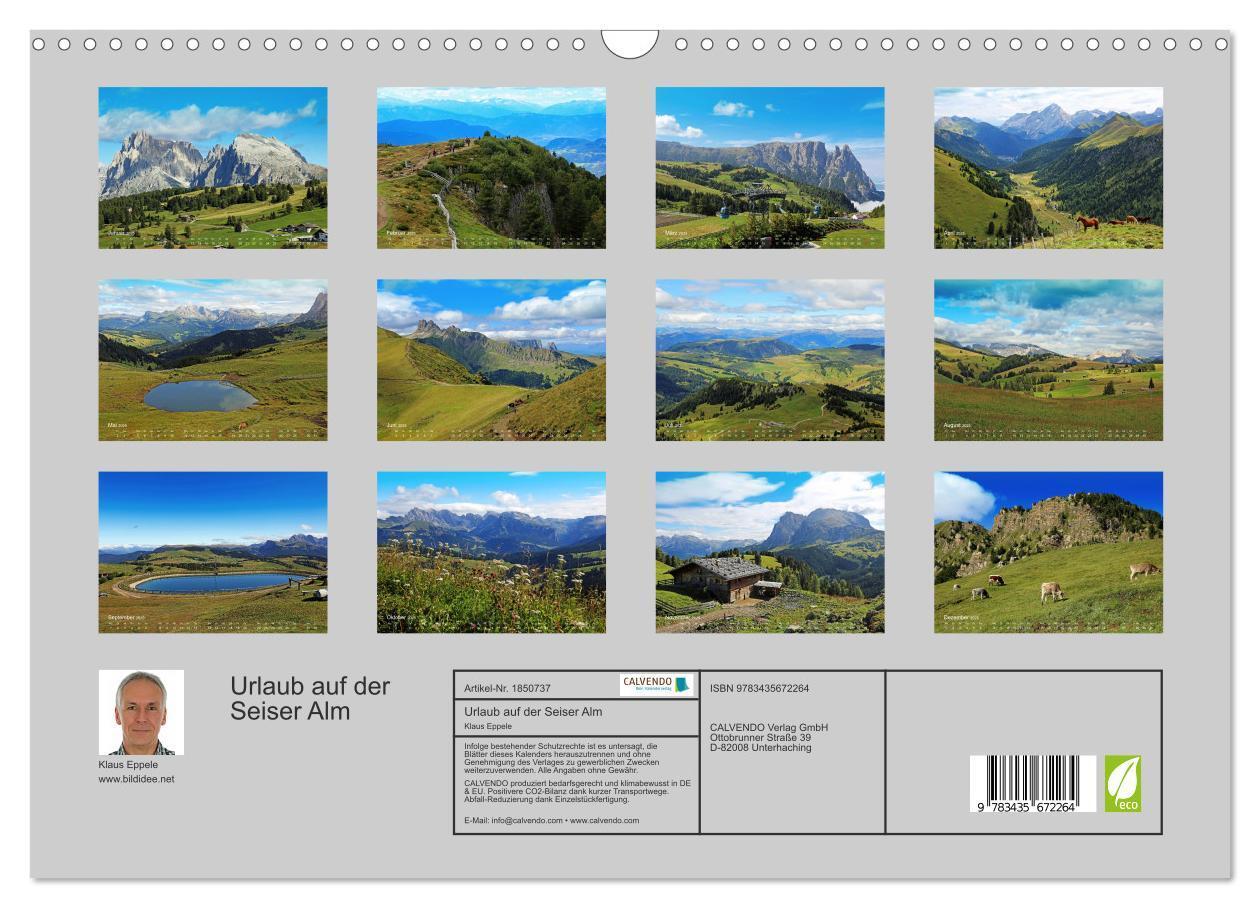 Bild: 9783435672264 | Urlaub auf der Seiser Alm (Wandkalender 2025 DIN A3 quer), CALVENDO...