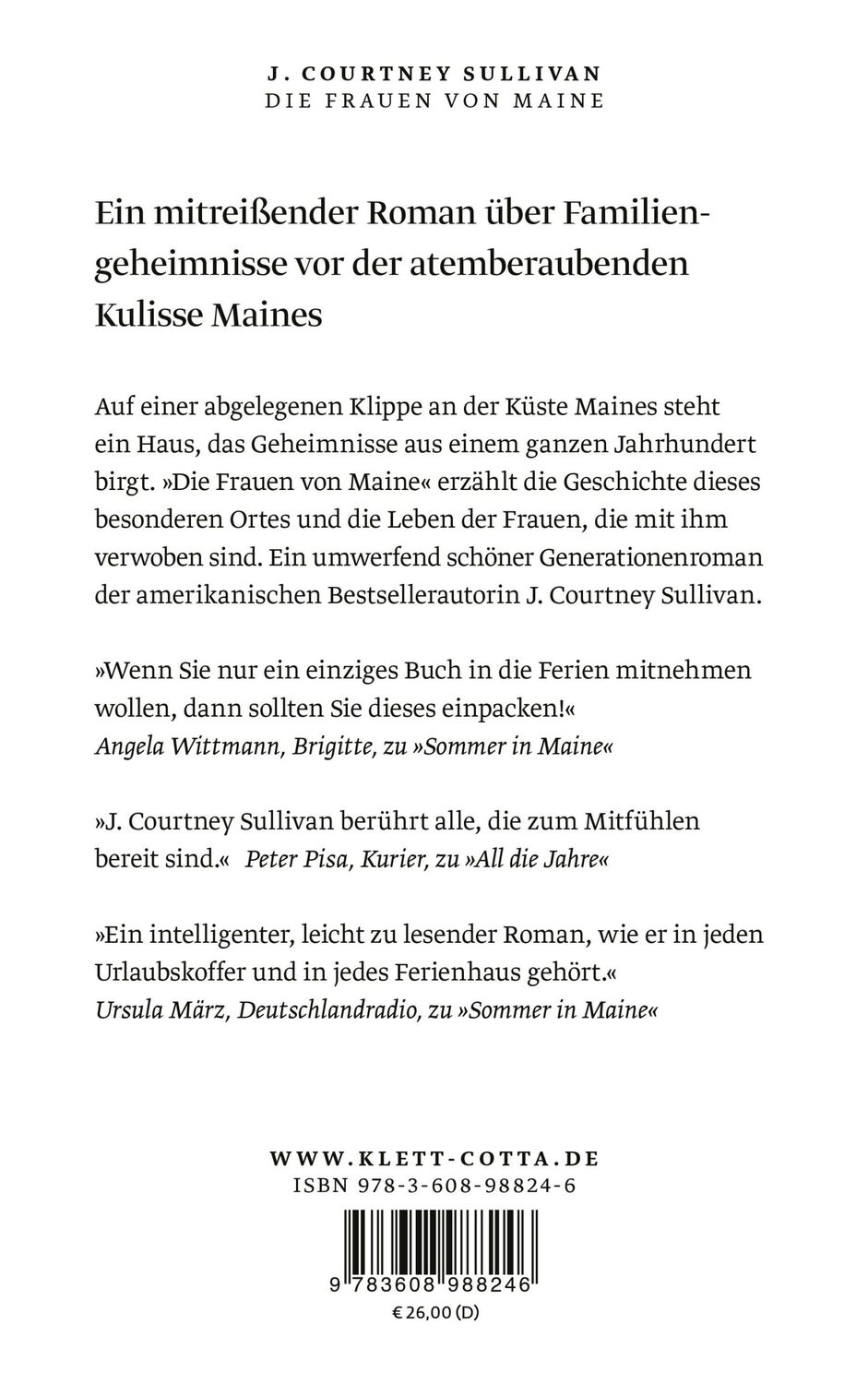 Rückseite: 9783608988246 | Die Frauen von Maine | Roman | J. Courtney Sullivan | Buch | 496 S.