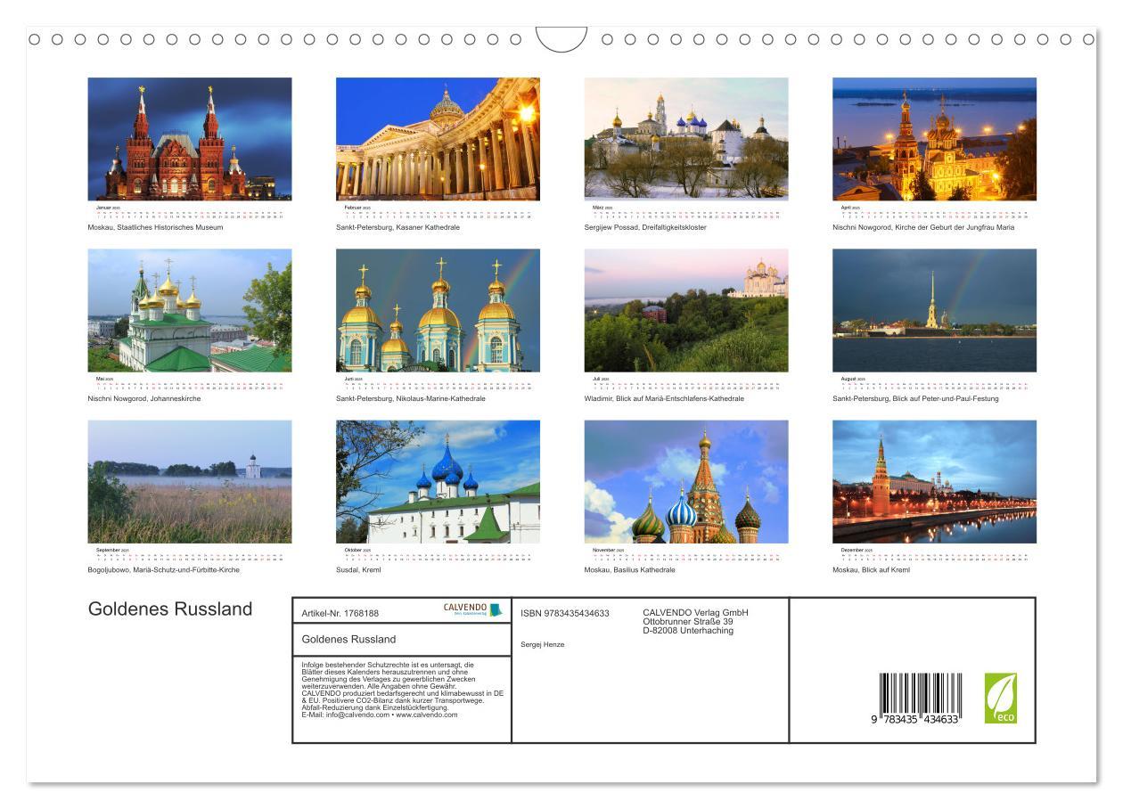 Bild: 9783435434633 | Goldenes Russland (Wandkalender 2025 DIN A3 quer), CALVENDO...