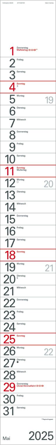 Bild: 9783731879558 | Streifenplaner Blau 2025 | Verlag Korsch | Kalender | 12 S. | Deutsch