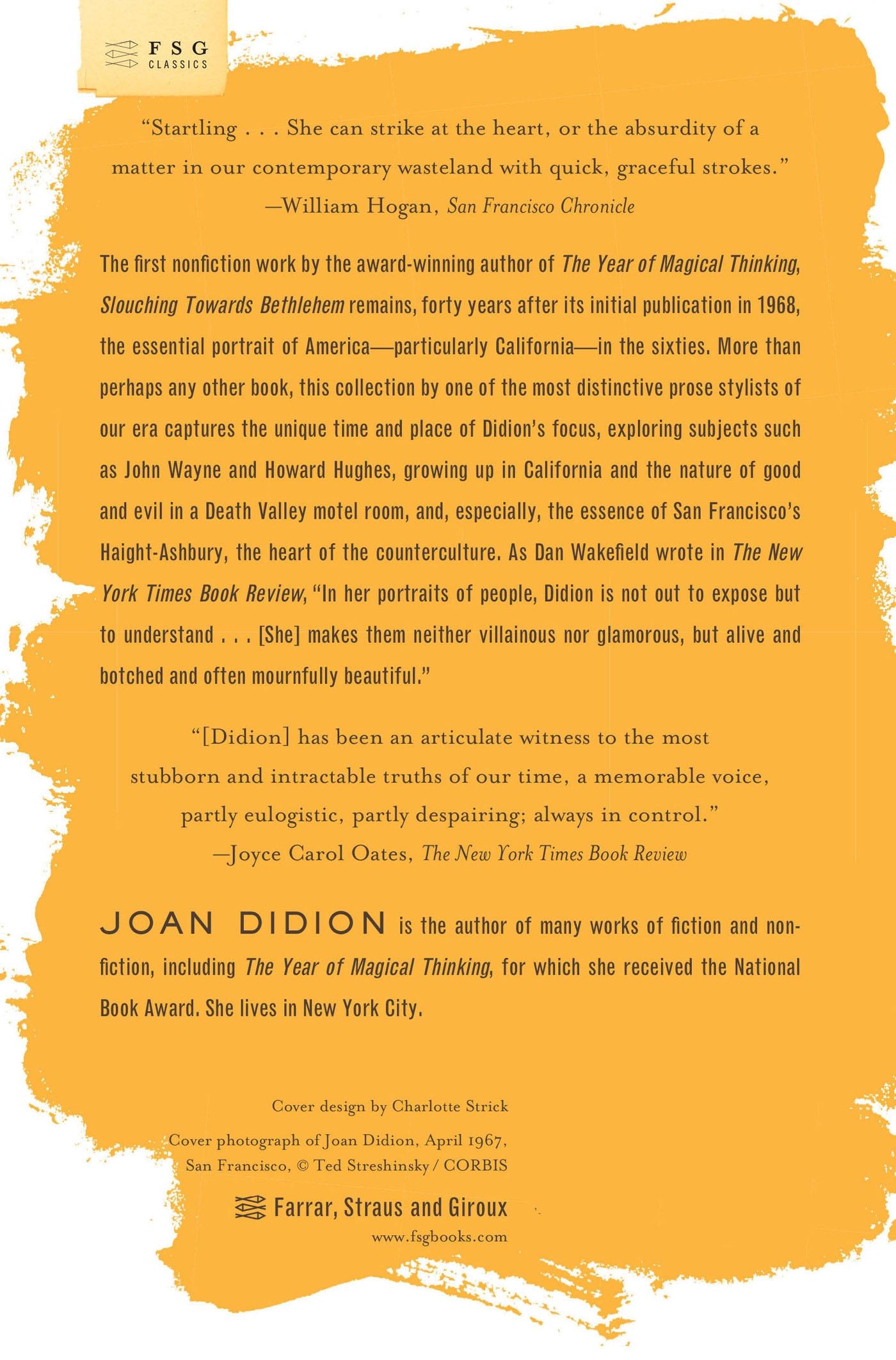 Rückseite: 9780374531386 | Slouching Towards Bethlehem | Essays | Joan Didion | Taschenbuch