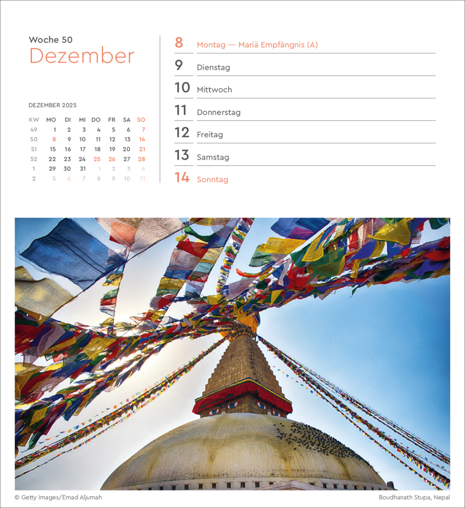 Bild: 9783965913974 | Unterwegs in aller Welt - KUNTH Postkartenkalender 2025 | Kalender