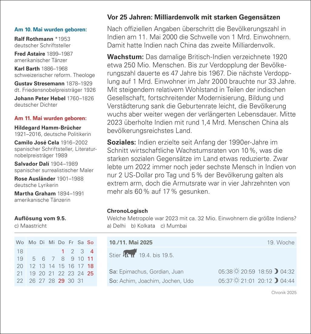 Bild: 9783840033292 | Chronik Tagesabreißkalender 2025 - Kulturkalender - Personen,...