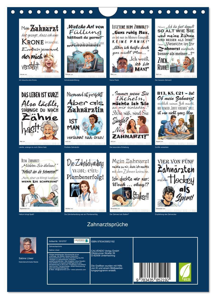 Bild: 9783435852192 | Zahnarztsprüche (Wandkalender 2025 DIN A4 hoch), CALVENDO...