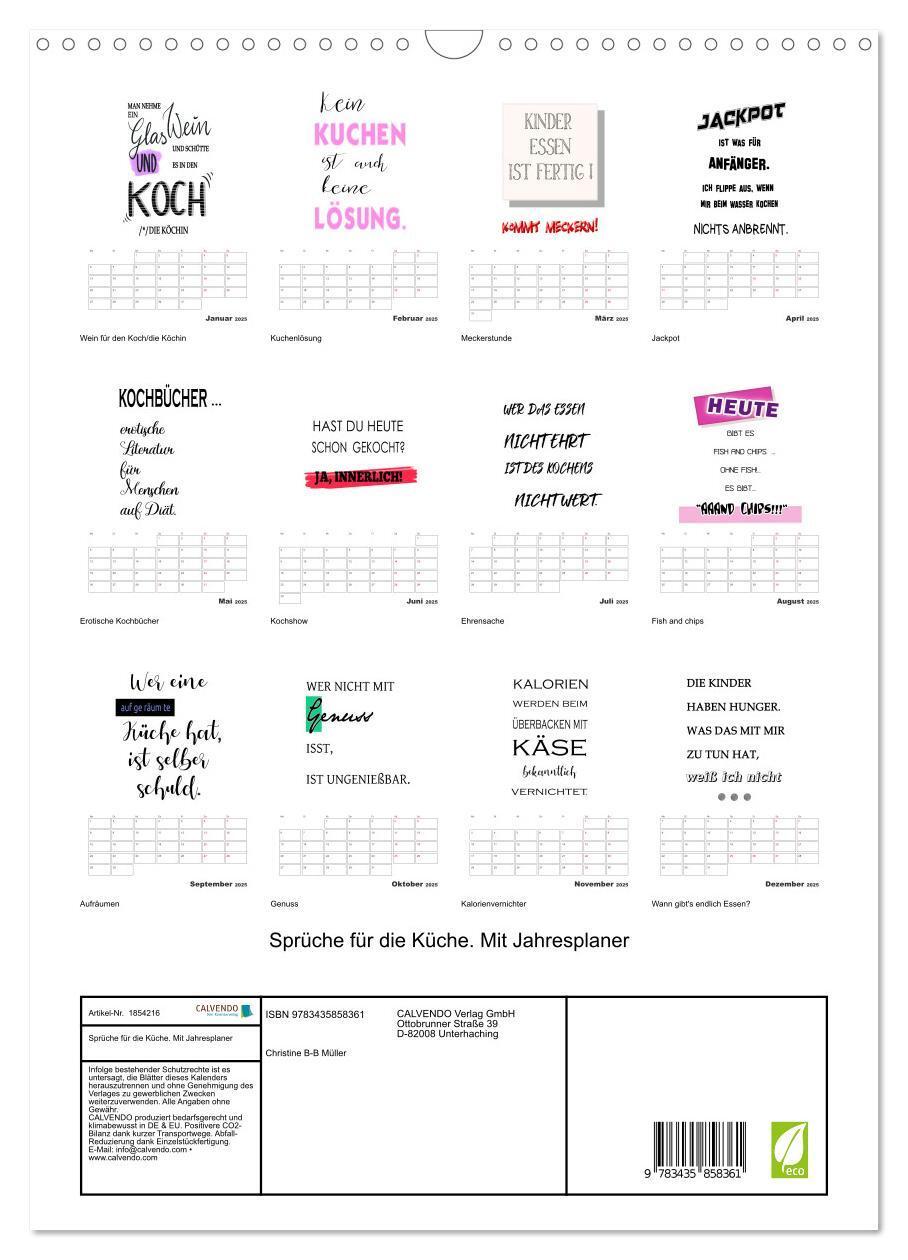 Bild: 9783435858361 | Sprüche für die Küche. Mit Jahresplaner (Wandkalender 2025 DIN A3...