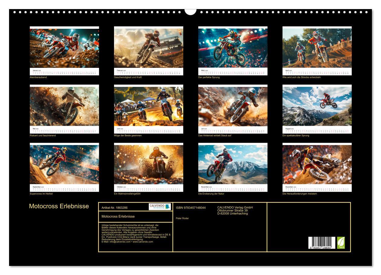 Bild: 9783457148044 | Motocross Erlebnisse (Wandkalender 2025 DIN A2 quer), CALVENDO...