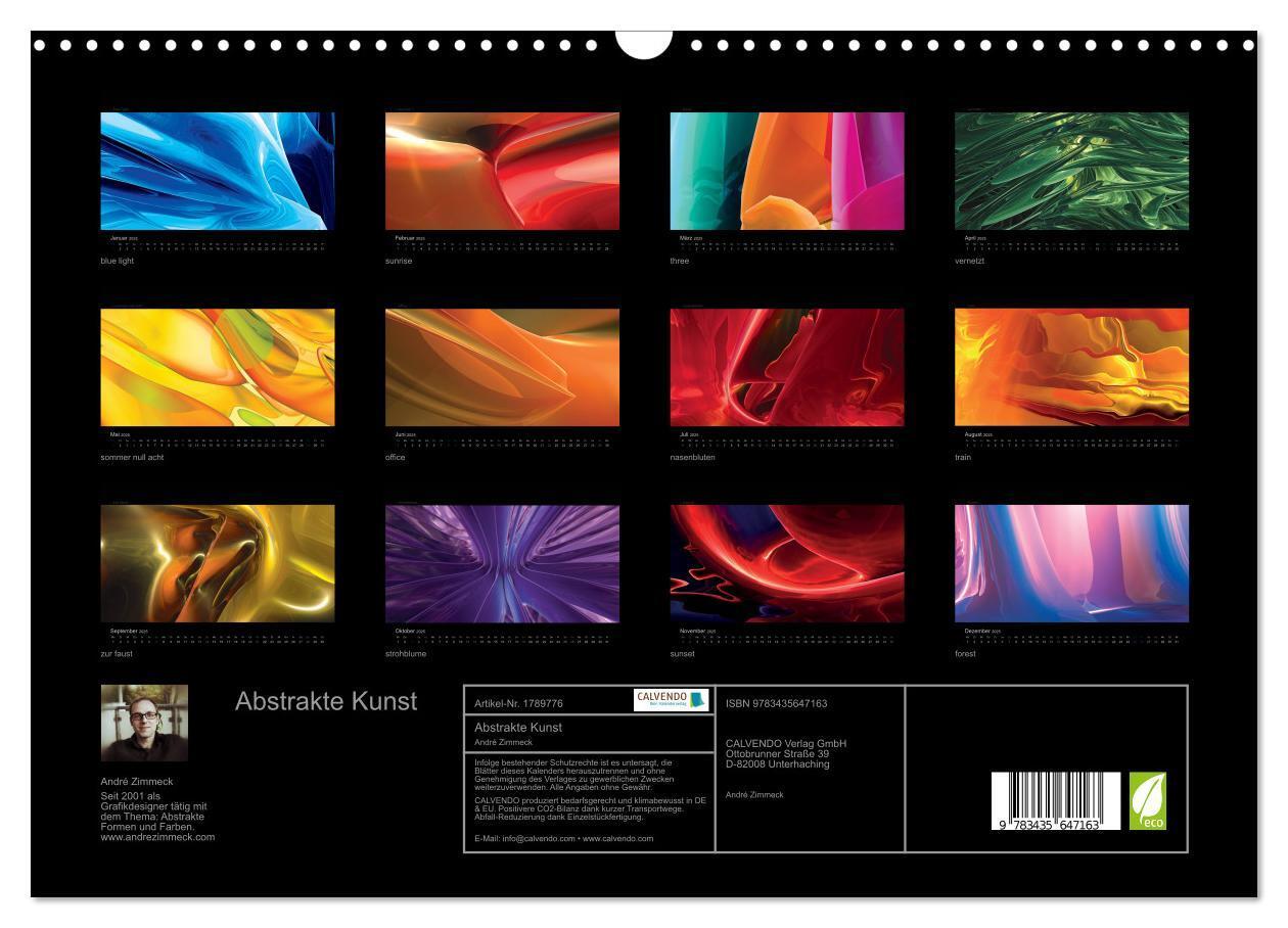 Bild: 9783435647163 | Abstrakte Kunst (Wandkalender 2025 DIN A3 quer), CALVENDO...