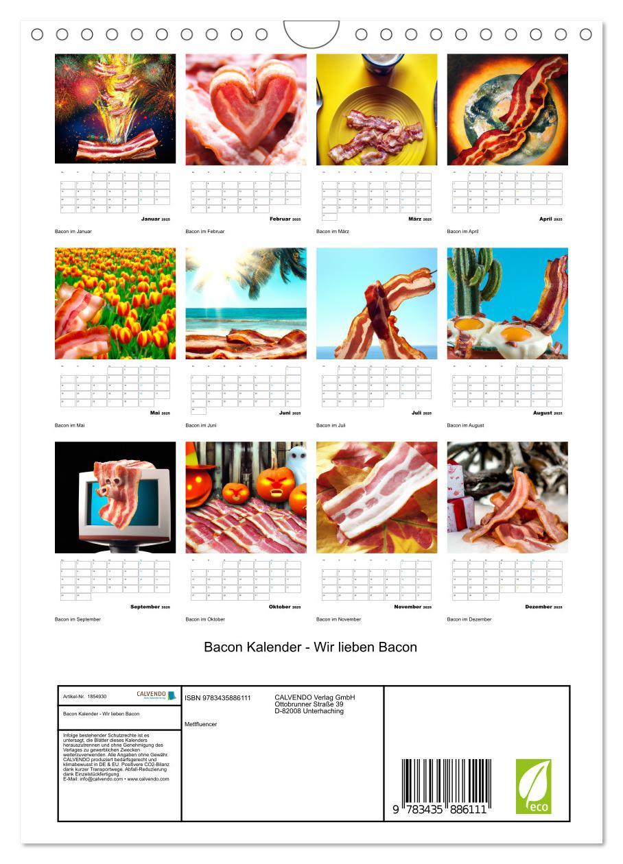 Bild: 9783435886111 | Bacon Kalender - Wir lieben Bacon (Wandkalender 2025 DIN A4 hoch),...