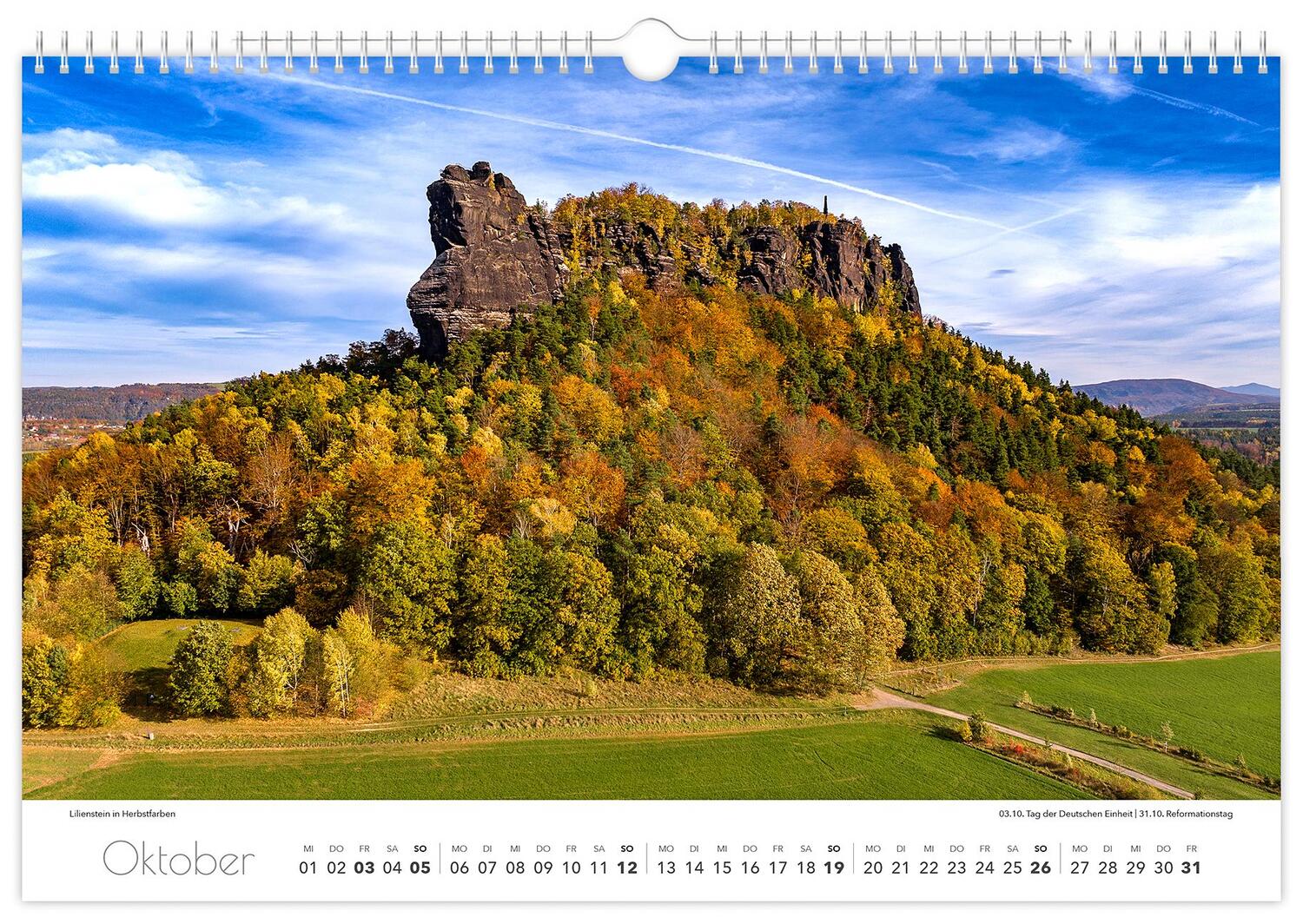 Bild: 9783910680517 | Kalender Sächsische Schweiz 2025 | 45 x 30 cm weißes Kalendarium