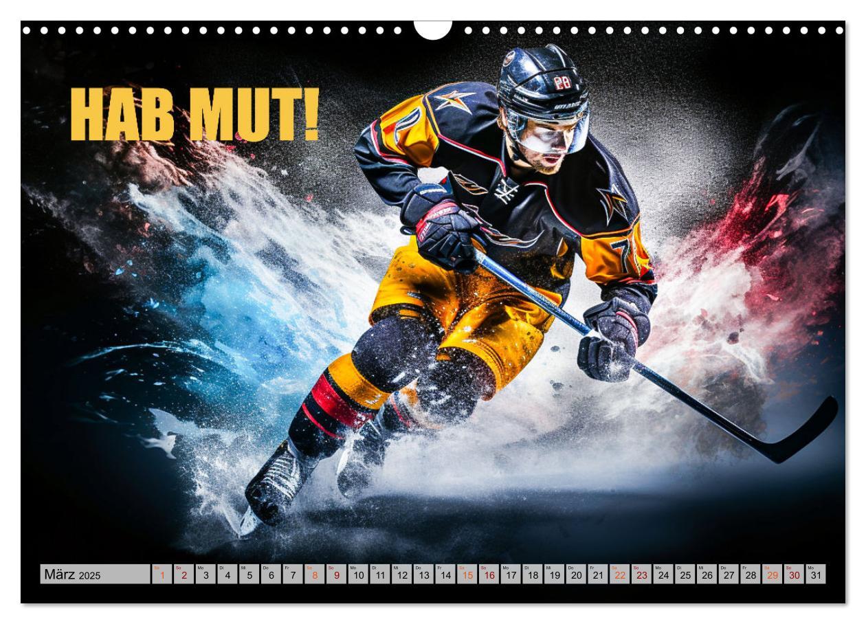 Bild: 9783383862304 | Eishockey und positive Gedanken (Wandkalender 2025 DIN A3 quer),...