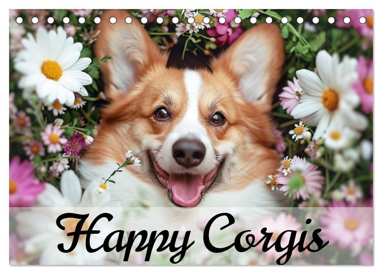 Cover: 9783383776137 | Happy Corgis (Tischkalender 2025 DIN A5 quer), CALVENDO Monatskalender