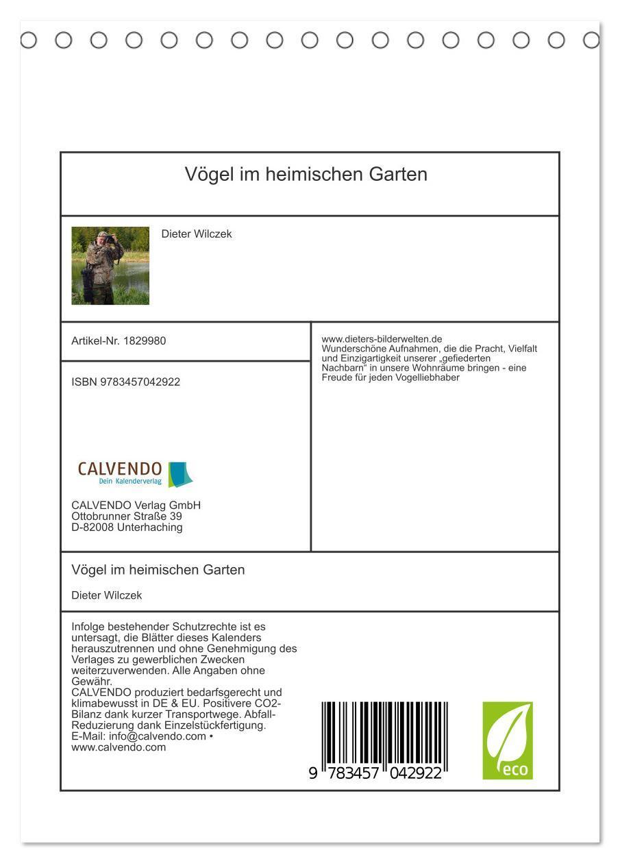 Bild: 9783457042922 | Vögel im heimischen Garten (Tischkalender 2025 DIN A5 hoch),...