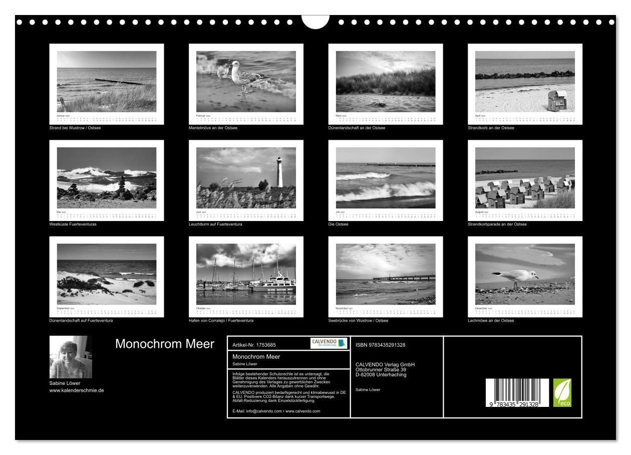 Bild: 9783435291328 | Monochrom Meer (Wandkalender 2025 DIN A3 quer), CALVENDO...