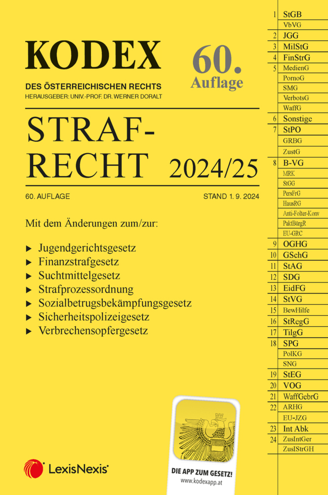 Cover: 9783700786757 | KODEX Strafrecht 2024/25 - inkl. App | Werner Doralt | Taschenbuch