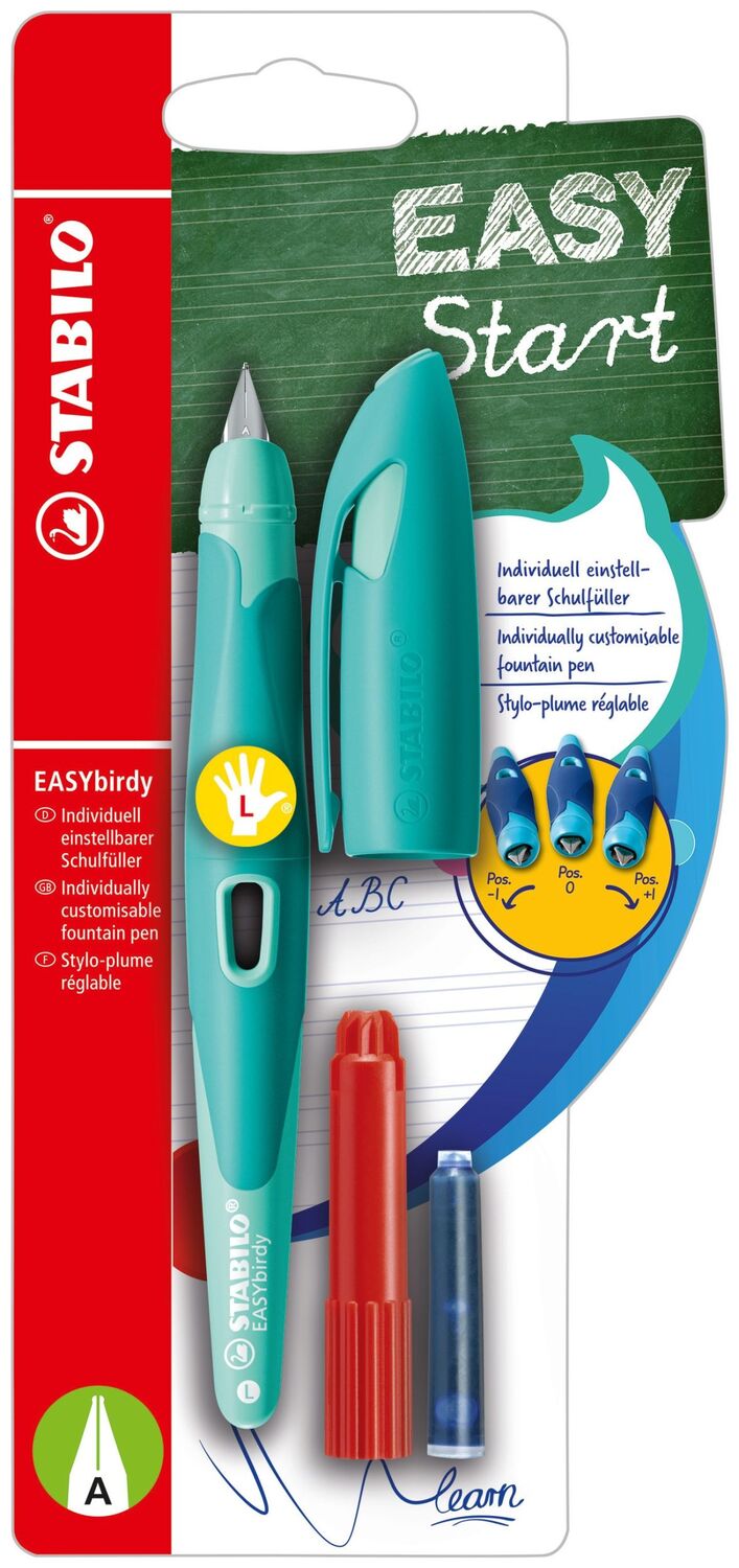 Cover: 4006381593359 | STABILO Füller EASYbirdy pastel Feder A aqua grün/mint für Linkshänder